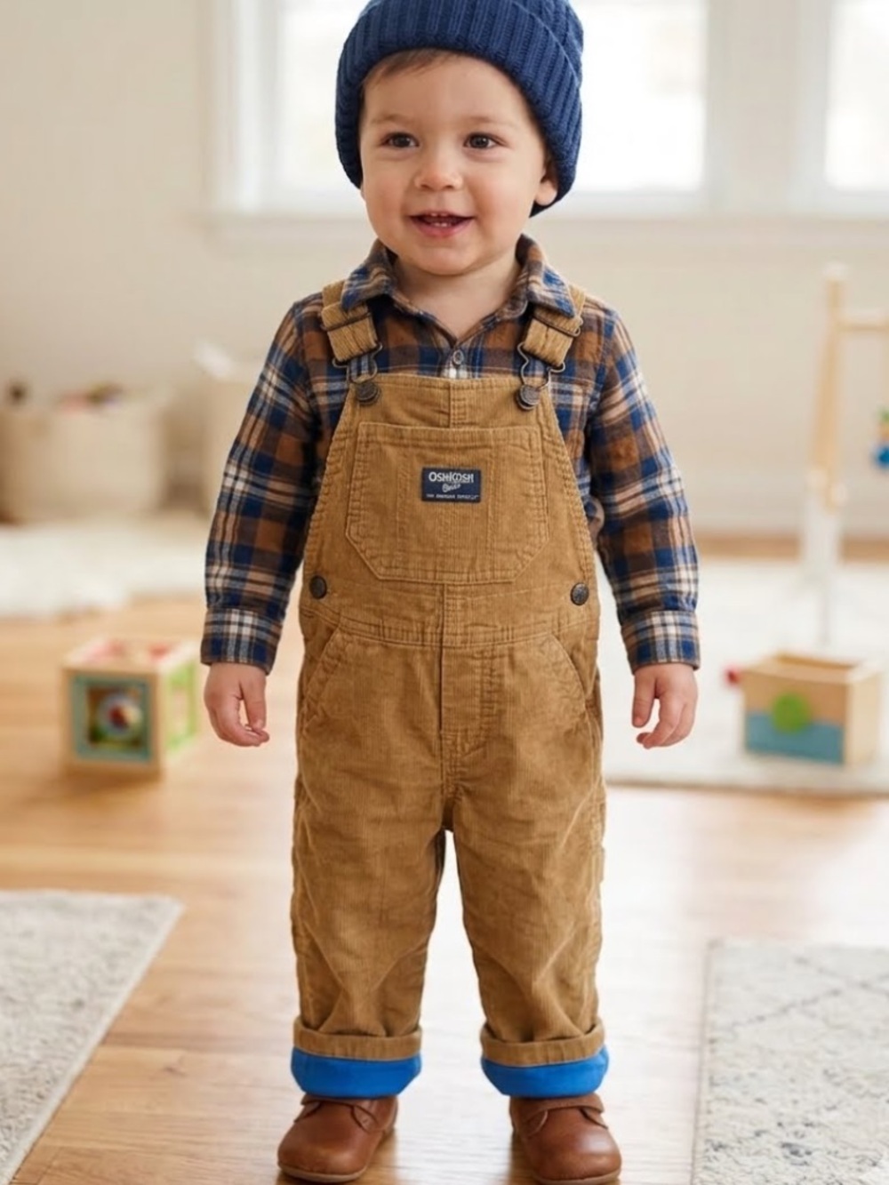 Oshkosh B’gosh Brown Corduroy Lined Overalls 9 Months Baby Boy